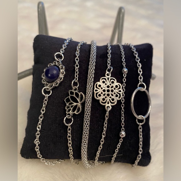 Set of Six Bohemian Hollow Lotus Leaf Bracelets - Picture 9 of 11